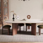Vintage French Style Wooden Modern Oval Dining Table and Chairs Kitchen Essentials