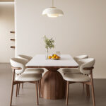 High Quality Rectangle Marble Top Dining Table with Solid Wood Eco-Friendly & Durable Home Furniture for Home Hotel Villa Use