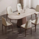 Modern Simple White Wax Solid Wood Dining Table and Chair Combination for Small Household or Family Rectangular and Chair