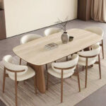 Extendable Solid Wood Luxury Dining Table Set 6 Seater with Ladder Back Chairs for Kitchen