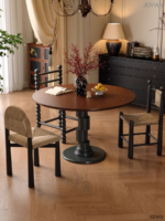 Bamboo Round Dining Table Set Metal Legs Portable 10+ Seater Modern Luxury Resin Top Dining Room Furniture - Image 3