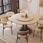 French Retro Italian Luxury Dining Table with Retractable Top White Solid Wood Chairs for Small Home or Apartment - Image 2