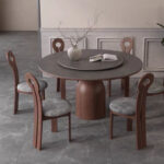 High End Custom Modern Round Solid Wood Wooden Dining Table Set Modern Wedding Table