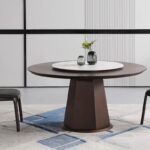 Nordic Simple Modern Large Dining Table Solid Wood Round with Turntable for Home Use Reception Meetings and Negotiations