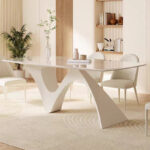 Italian Style High Quality White Stainless Steel Dining Room Dining Tables Marble Sintered Stone Top Table