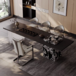 Solid Wood Top Modern Rectangle Dining Table Elegant Marble Legs Spacious Design Eco-Friendly 6 Seater Dining Room Furniture - Image 2