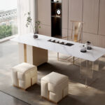 Inlaid with Tea Tray Rock Panel Piano Paint MDF Tripod Coffee Table Tea Table