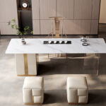 Inlaid with Tea Tray Rock Panel Piano Paint MDF Tripod Coffee Table Tea Table - Image 2