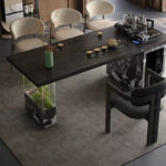 Balcony Tea Set Solid Wood Sintered Stone Table with Chairs Compact Luxury Small Apartment - Image 2