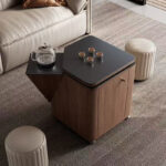Modern Light Luxury Durable Mobile Sofa Side & Bedside Table for Living/Dining Room Coffee Table