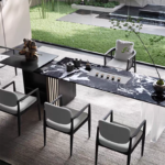 Natural Marble & Wood Dining Table Modern Tea Table Luxury Dining Room Furniture for Villa Apartment - Image 2