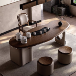 Solid North American Walnut Tea Table Office CEO Table New Chinese Style High-End Brewing Station for Luxury Villa - Image 3