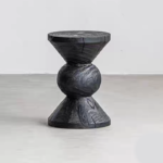 Modern Wabi-Sabi Style Carbonized Solid Wood Creative Light Luxury Low Stool Home Bedroom Side Table Coffee Table - Image 2