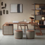 Luxury Walnut-Colored Solid Wood Office Desk and Chair Durable for Boss or Living Room Designer Corner Computer Desk