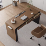 High Quality Metal Base Wood Office Workstation Office Desk 1.2m 1.4m 1.6m 1.8m Leather Office Table Escritorios De Oficina - Image 3