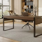 Italian Minimalist Modern Design High-end Saddle-leather Desk for Home Office