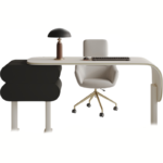 Modern Office Desks Computer Table Furniture Luxury Leather Top Work Desk White Home Office Desk and Chair - Image 4