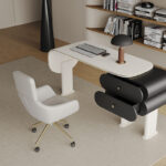 Modern Office Desks Computer Table Furniture Luxury Leather Top Work Desk White Home Office Desk and Chair - Image 3