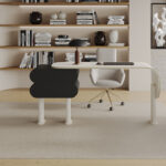 Modern Office Desks Computer Table Furniture Luxury Leather Top Work Desk White Home Office Desk and Chair