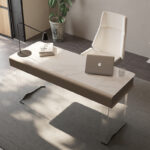 Modern Nordic Style Office Desk with Luxury Light Acrylic Table Legs Unique Design for Writing & Computer Use - Image 2