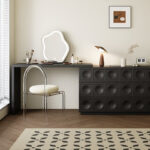 Modern Solid Wood Vanity Dressing Table Chest of Drawers Dresser Apartment Modern Bedroom Black Makeup Table Bedside Cabinet