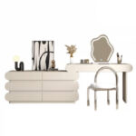 Luxury Dressing Table for Bedroom Vanity Makeup Table and Mirror Dressing Table Cream Style Dresser With Led Light