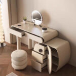 Luxury Nordic Multi-Functional Table for Bedroom Girls' Apartment Small Dressing Makeup Hotel Use Charging Light - Image 3