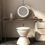 Modern Bedroom Dressing Makeup Black Mirrored Wall Mounted Banitis Dressing Tables