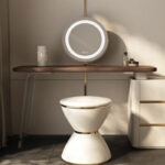 Modern Bedroom Dressing Makeup Black Mirrored Wall Mounted Banitis Dressing Tables - Image 3