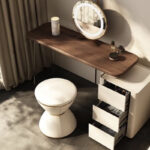 Modern Bedroom Dressing Makeup Black Mirrored Wall Mounted Banitis Dressing Tables - Image 2