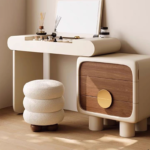 Modern Simple Design Solid Wood Makeup Vanity Flip-Top Dressing Table Chest Drawers for Small Bedroom Apartments Masters