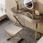 Italian Light Luxury Bedroom Makeup Table Modern Simple Small Unit High End Rock Plate Dressing Table