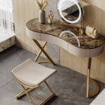 Italian Light Luxury Bedroom Makeup Table Modern Simple Small Unit High End Rock Plate Dressing Table - Image 3