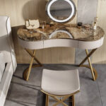 Italian Light Luxury Bedroom Makeup Table Modern Simple Small Unit High End Rock Plate Dressing Table - Image 2