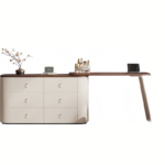 Vanity Smart Modern Simple Multi-functional Princess Dressing Table Side Cabinet Makeup Vanities With Mirror - Image 4