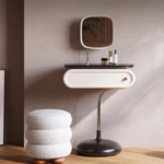 Luxury End Table Small square Side Tea Table Drawer Storage Italy Minimal Night Stands Bedside Table