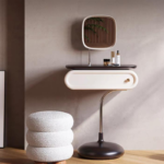 Luxury End Table Small square Side Tea Table Drawer Storage Italy Minimal Night Stands Bedside Table - Image 2