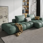 Luxury PU Leather Sofa Bed Set with Wood Legs Customizable Color & Size Modern Fabric Design for Living Room Furniture - Image 2