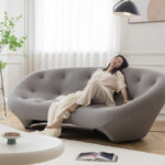 Modern Curved Fabric Foam Sofa Set Ploum Style Armless Cushion Back Designer Lounge for Living Room Apartment Hotel OEM ODM - Image 3