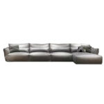 Italian Real Gray Leather Sofa Three Seaters 4 Seaters Lounge Salon Luxury Sofa Set Living Room Modern Leather Sofas