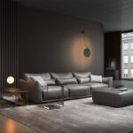 Italian Real Gray Leather Sofa Three Seaters 4 Seaters Lounge Salon Luxury Sofa Set Living Room Modern Leather Sofas - Image 2