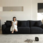 Hot Selling Cloud Sofa Couch 3-Seater Upholstered Fabric Living Room Furniture for Hotels Malls and Villas