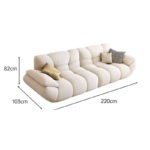 French Retro Style Green Fabric Minimalist Compression Sofa Set for Living Room or Mall Use - Image 4