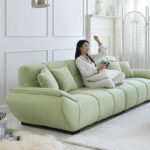French Retro Style Green Fabric Minimalist Compression Sofa Set for Living Room or Mall Use