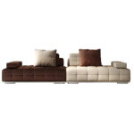 High-End Italian Fabric Customized Color Genuine Leather 10-Seater U-Shape Modular Sofa Living Room - Image 4