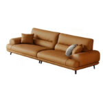 Chesterfield Tufted Genuine Leather Office Sofa Three Seat Reclining Stainless Steel Legs Hotel Use Modern Design