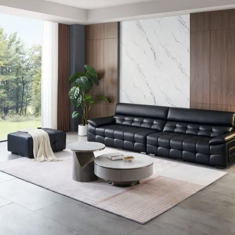 Screenshot Sofa Modern Living Room Sofa First-class Modern Cowhide Recliner Adjustable Living Room Genuine Leather - Image 1