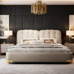 Double Bed Genuine Leather Wooden Simple Piano Key Design for Master Bedroom furniture set bedroom