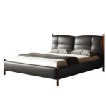Modern Luxury King Size Soft Bed Set Double Genuine Leather Upholstered with Wooden Frame Eco-Friendly Durable - Image 4