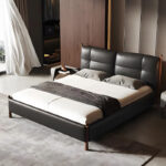 Modern Luxury King Size Soft Bed Set Double Genuine Leather Upholstered with Wooden Frame Eco-Friendly Durable